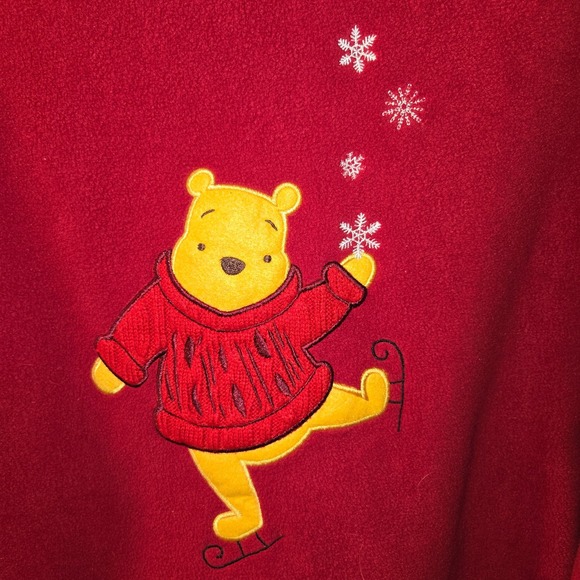 Vintage Winnie The Pooh Ice Skate Fleece Mock Neck Sweatshirt Women's 90s Large - Picture 7 of 12